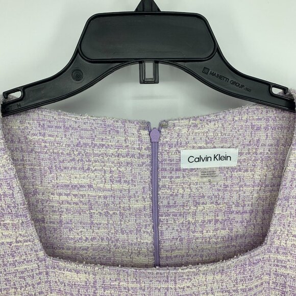 Calvin Klein Dress Purple Tweed Faux Wrap Button Short Sleeve NWT - Picture 4 of 14